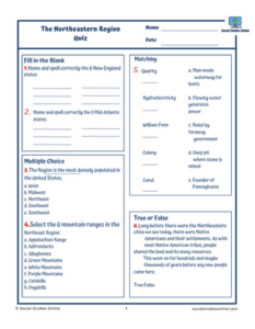 Grade 4 Social Studies Worksheets – U.S. Regions Focus